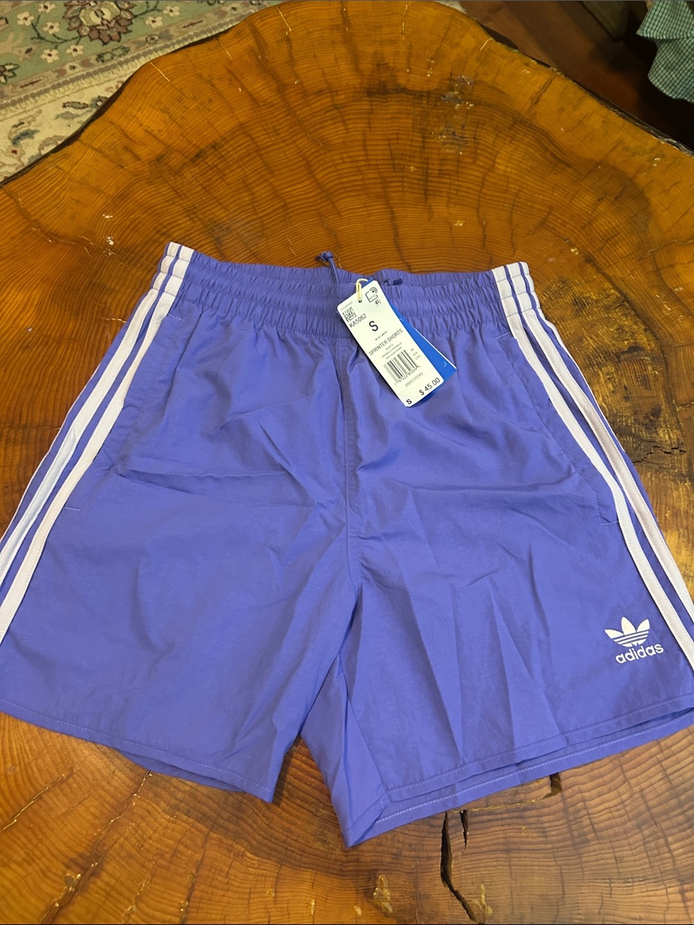 Adidas Men’s Purple Athletic Sprinter Shorts White 3-Stripe Semi Cobalt Blue NWT
